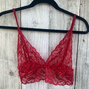 NEW Red Lace Sheer Bralette Bra